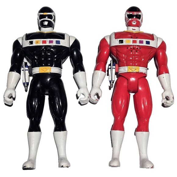 VTG 90s Power Rangers Walkie Talkies In Space Black Red 9.5" WORKING Saban 1998